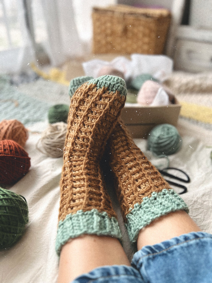 Guía de tejido a crochet: Cómo tejer medias a crochet- Medias Waffle