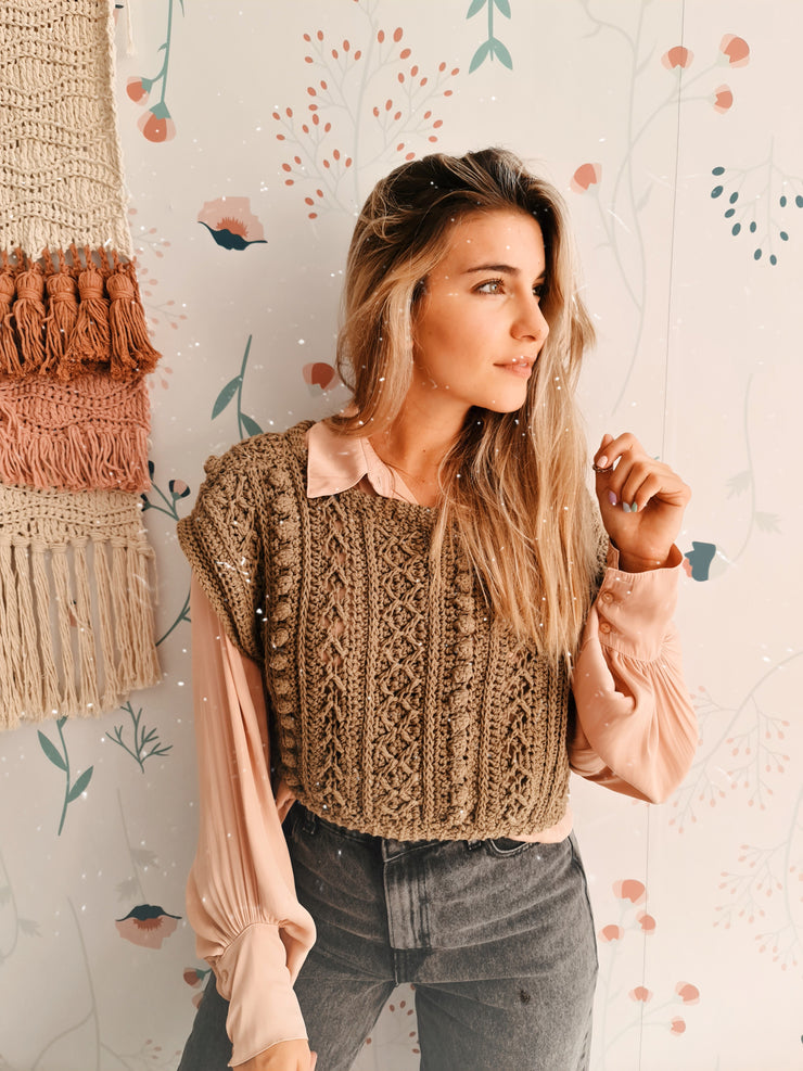 Guía de Tejido a crochet: Cómo tejer un chaleco a partir de una textura imitación al tricot-  tejido vertical- Chaleco Malva