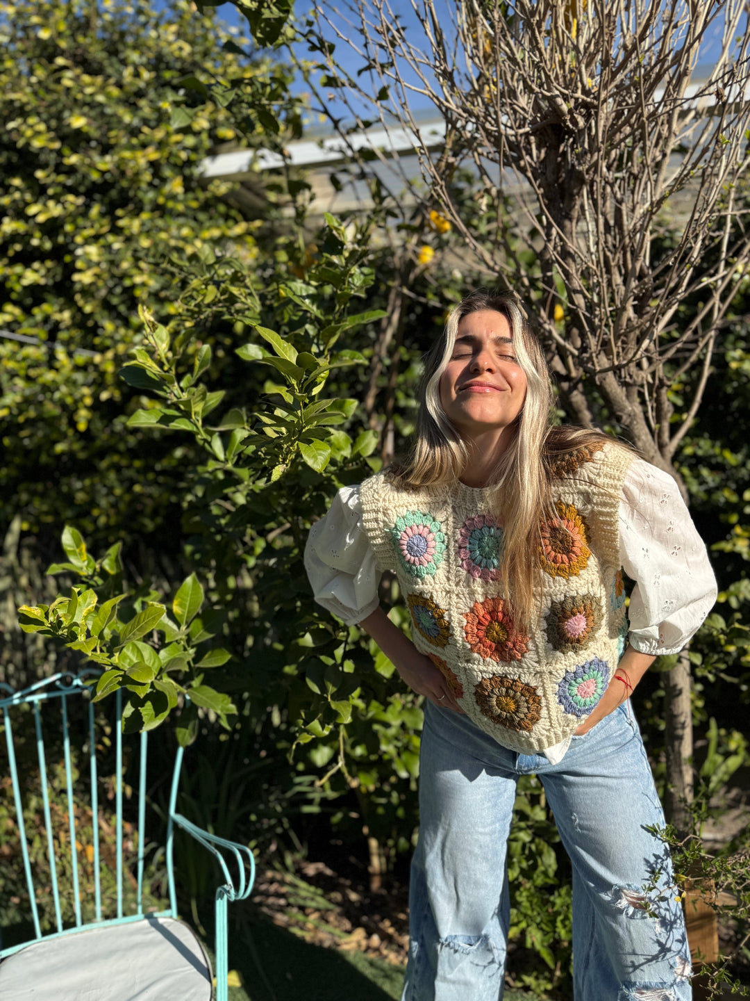 Guía de tejido Chaleco Grannys Square Flor +  guía para principiantes.