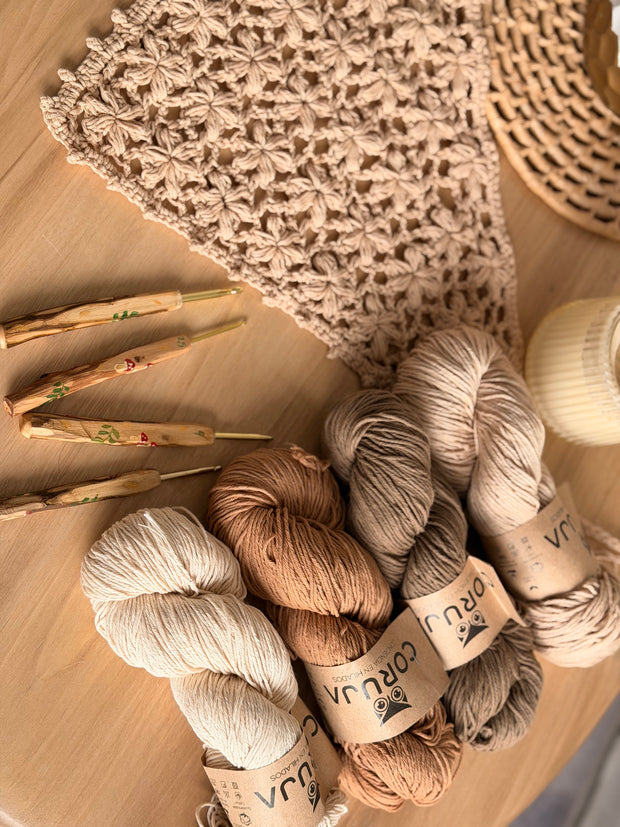 Kit Algodón incluye patrón Bandana flores + patrón pareo Ibiza