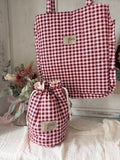 Combo Shabby chic rosa+ bordó Tote volados + bolsito bombón