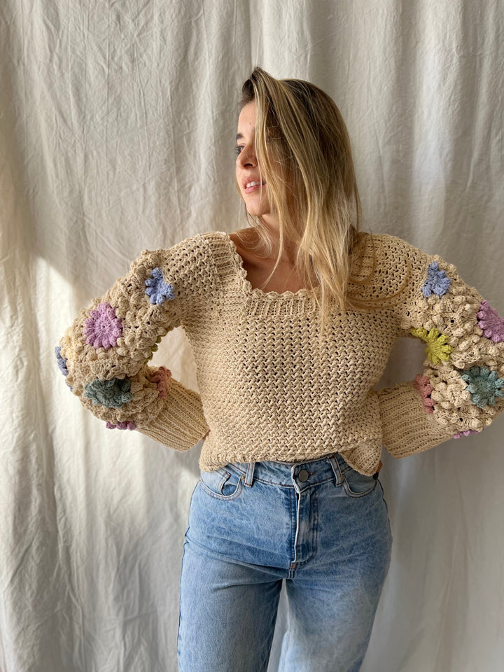 Curso Online de crochet- Cómo tejer mangas con motivos hexagonales? Sweater y Cárdigan Pampa. Versión verano y versión invierno.