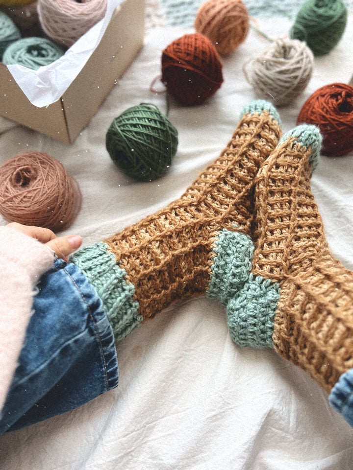Guía de tejido a crochet: Cómo tejer medias a crochet- Medias Waffle