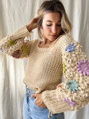 Curso Online de crochet- Cómo tejer mangas con motivos hexagonales? Sweater y Cárdigan Pampa. Versión verano y versión invierno.