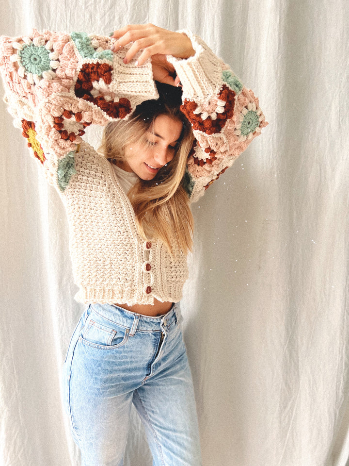 Curso Online de crochet- Cómo tejer mangas con motivos hexagonales? Sweater y Cárdigan Pampa. Versión verano y versión invierno.