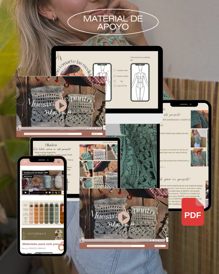 Curso online de crochet ¿Cómo partir de una única textura para crear una prenda? Tejido vertical- Top Madrid