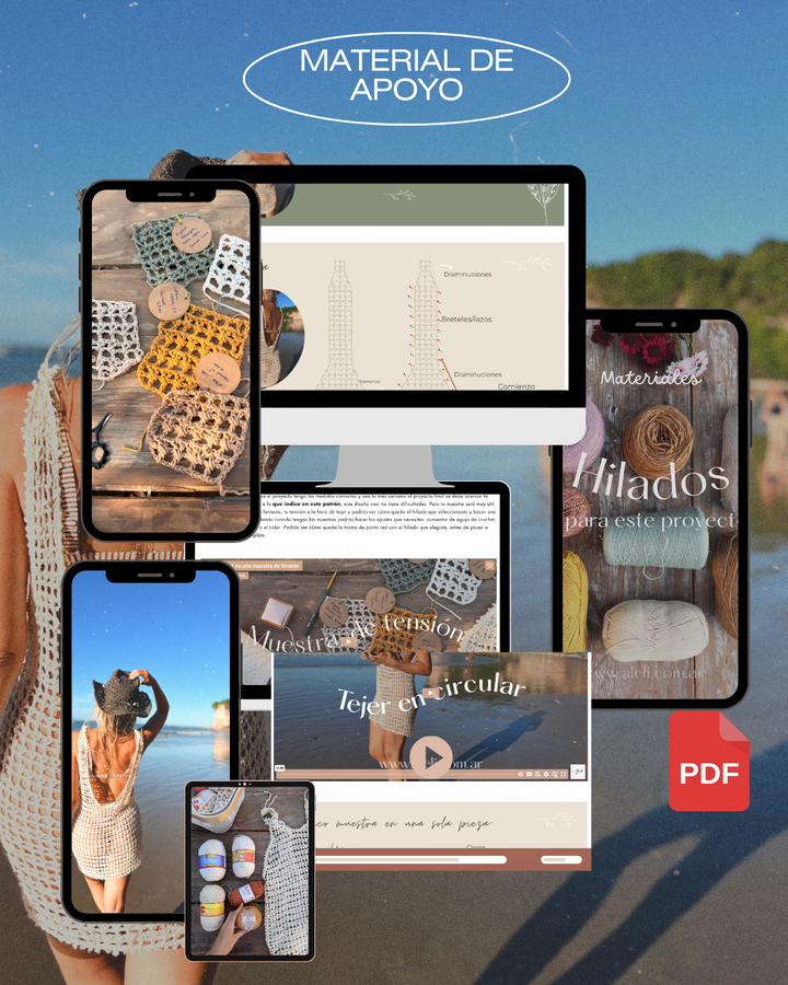 Curso online de crochet- Como tejer en una sola pieza un vestido playero- Vestido Pipa -NIVEL PRINCIPIANTE