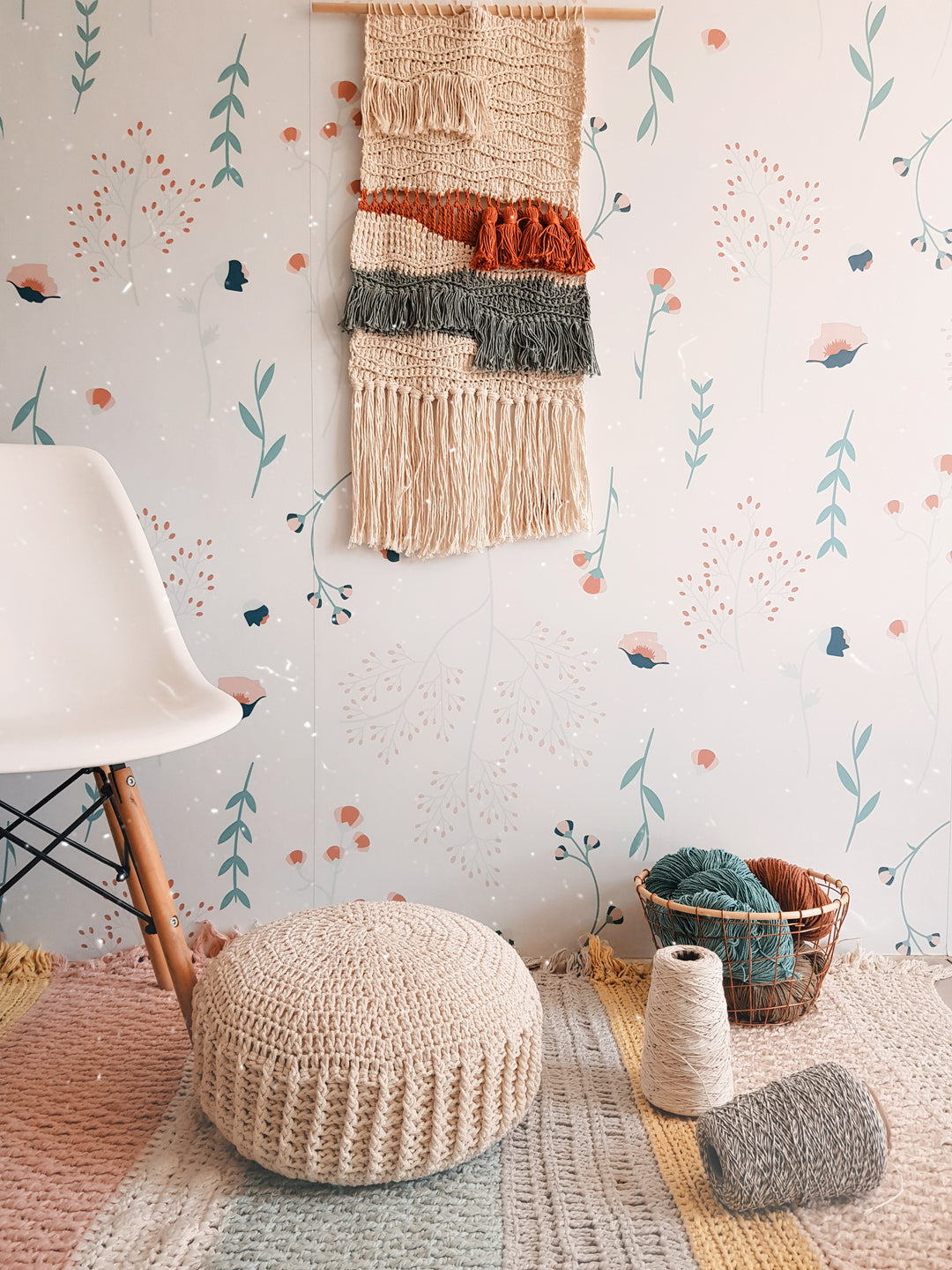 Guía de tejido Tapiz decorativo + patrón Puff redondo