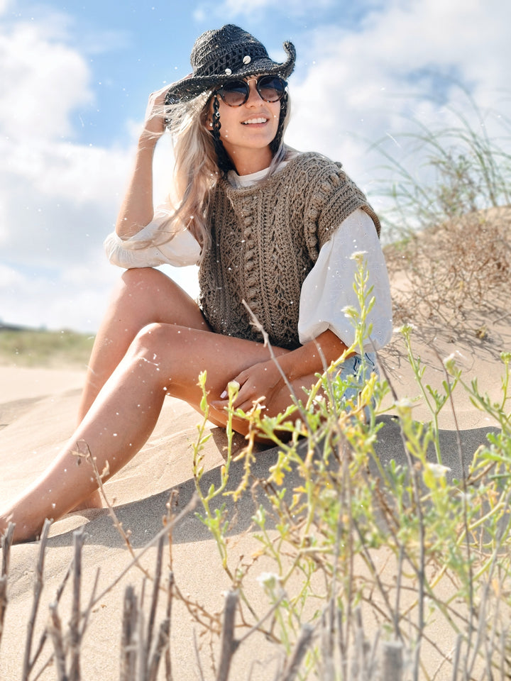 Guía de Tejido a crochet: Cómo tejer un chaleco a partir de una textura imitación al tricot-  tejido vertical- Chaleco Malva