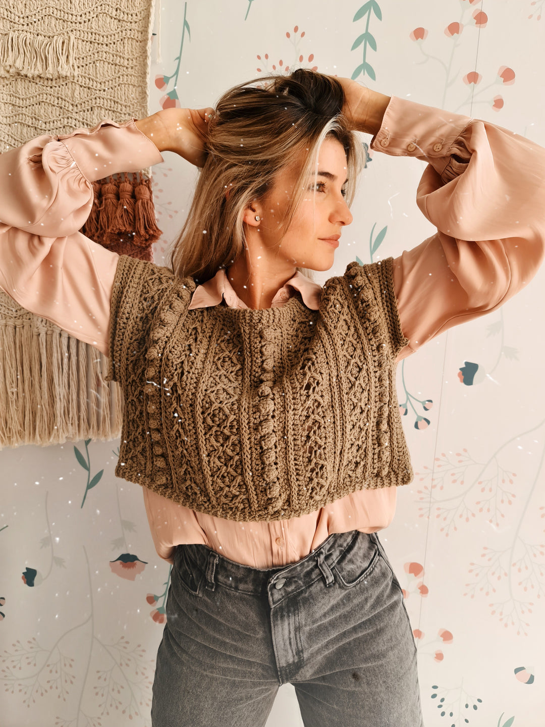 Guía de Tejido a crochet: Cómo tejer un chaleco a partir de una textura imitación al tricot-  tejido vertical- Chaleco Malva