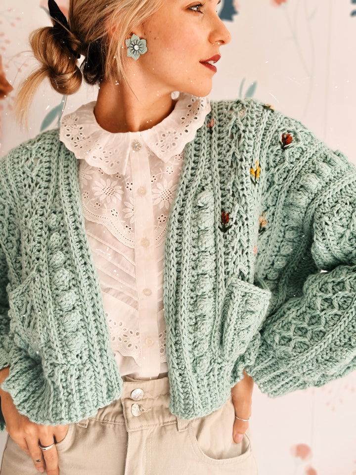Curso online de crochet- Cómo tejer un cárdigan a partir de una textura imitación al tricot- Cárdigan Amapola + Bonus: patrón Sweater Amapola
