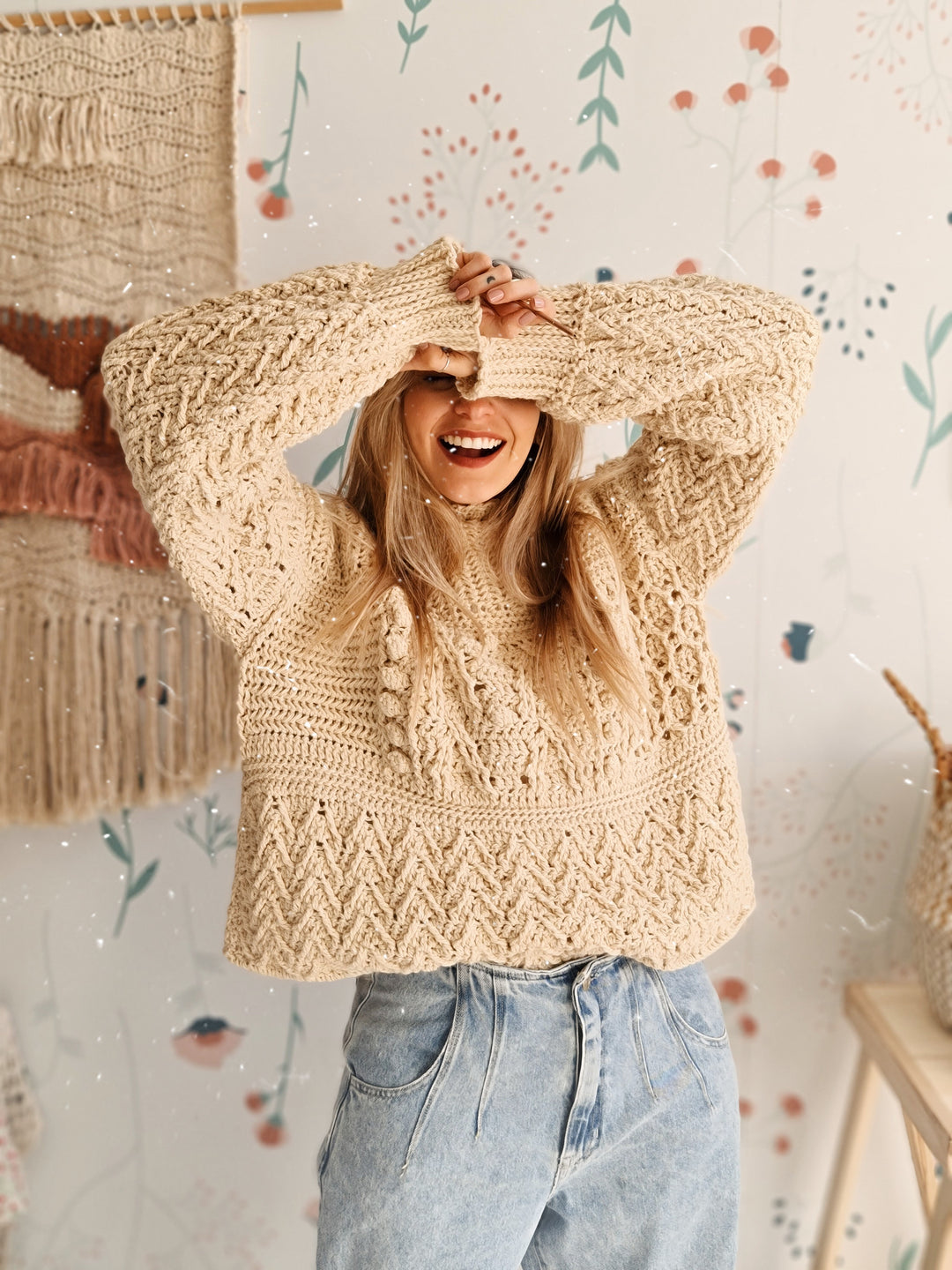 Curso online de crochet- 6 tramas diferentes formando una sola textura, para luego tejer una prenda única: Sweater Jacinto