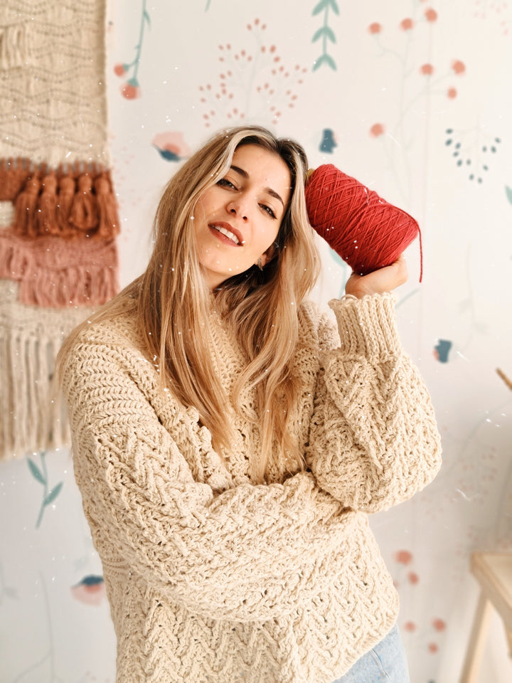 Curso online de crochet- 6 tramas diferentes formando una sola textura, para luego tejer una prenda única: Sweater Jacinto
