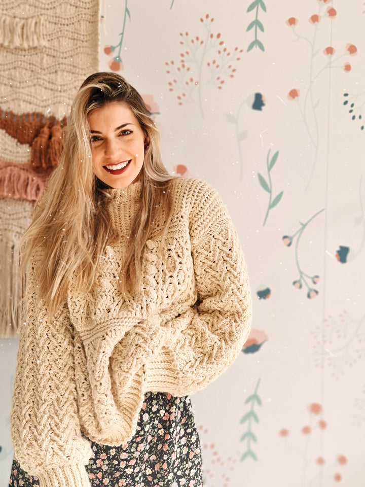 Curso online de crochet- 6 tramas diferentes formando una sola textura, para luego tejer una prenda única: Sweater Jacinto