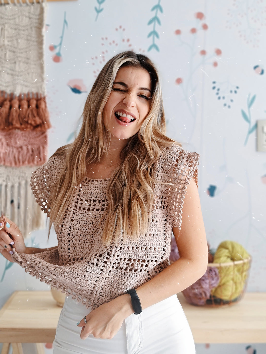 Curso Online de crochet- Como IMITAR la técnica de Grannys Square con la técnica de intarsia. Top y Remera Gardenia.