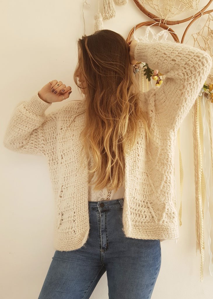 Cárdigan Jazmín + Patrón Bolso Retro