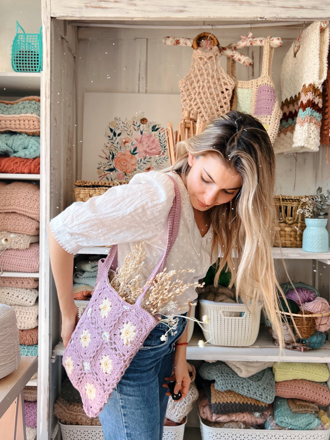 Guía de tejido a crochet- Tejé un bolso usando la técnica de Granny Square-Bolso Margarita
